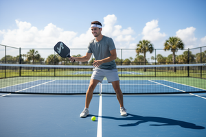 someone learning pickleball